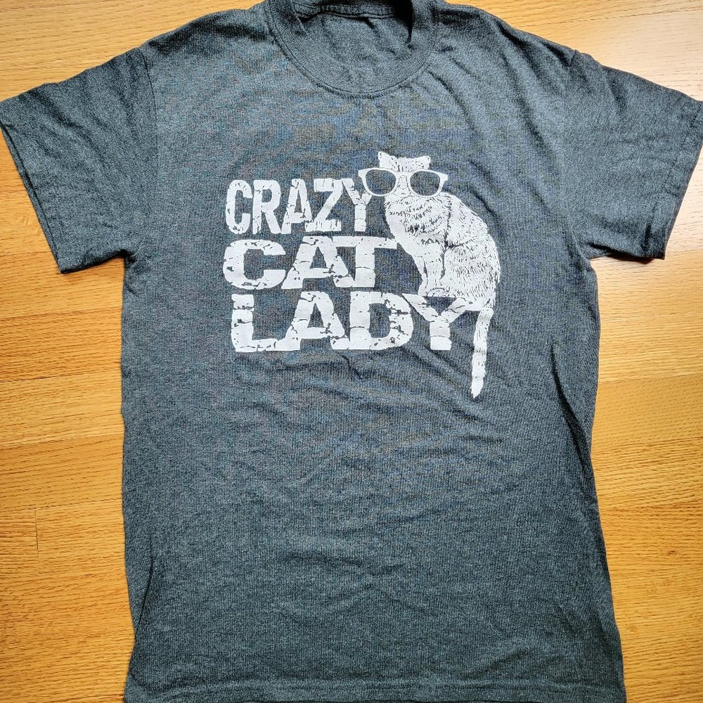 Crazy Cat Lady Women Subscription Box Tee Shirt Tshirt Gray Sm NEW Top Graphic
